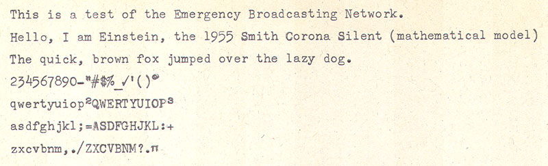1955 Smith-Corona Silent type sample - Pica 12cpi