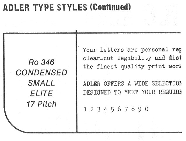  NOMDA type Adler 09 1964 NOMDA Blue Book Adler Typewriter Font Styles