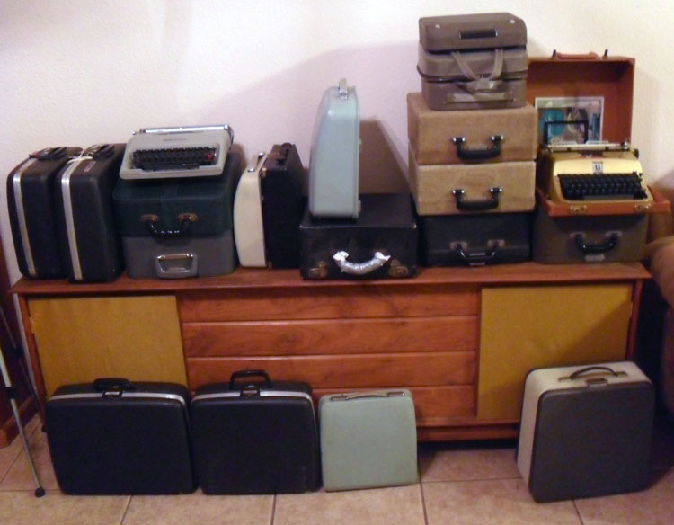 My stereo cabinet, currently the home of some typewriters. Hey! What typewriter problem?