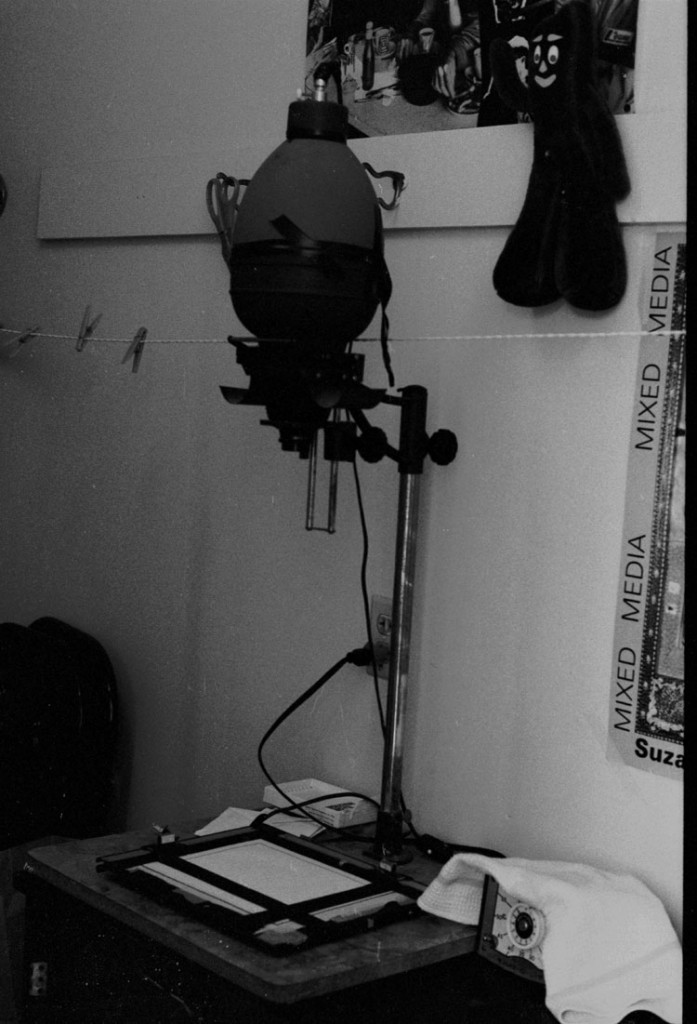 Our laundry darkroom. What kind of funkiness was I doing with the enlarger? see final photo of this post.