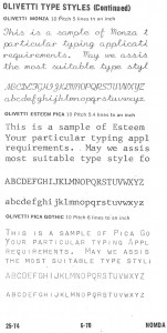 1964 NOMDA Blue Book: Olivetti Font Styles – To Type, Shoot Straight ...