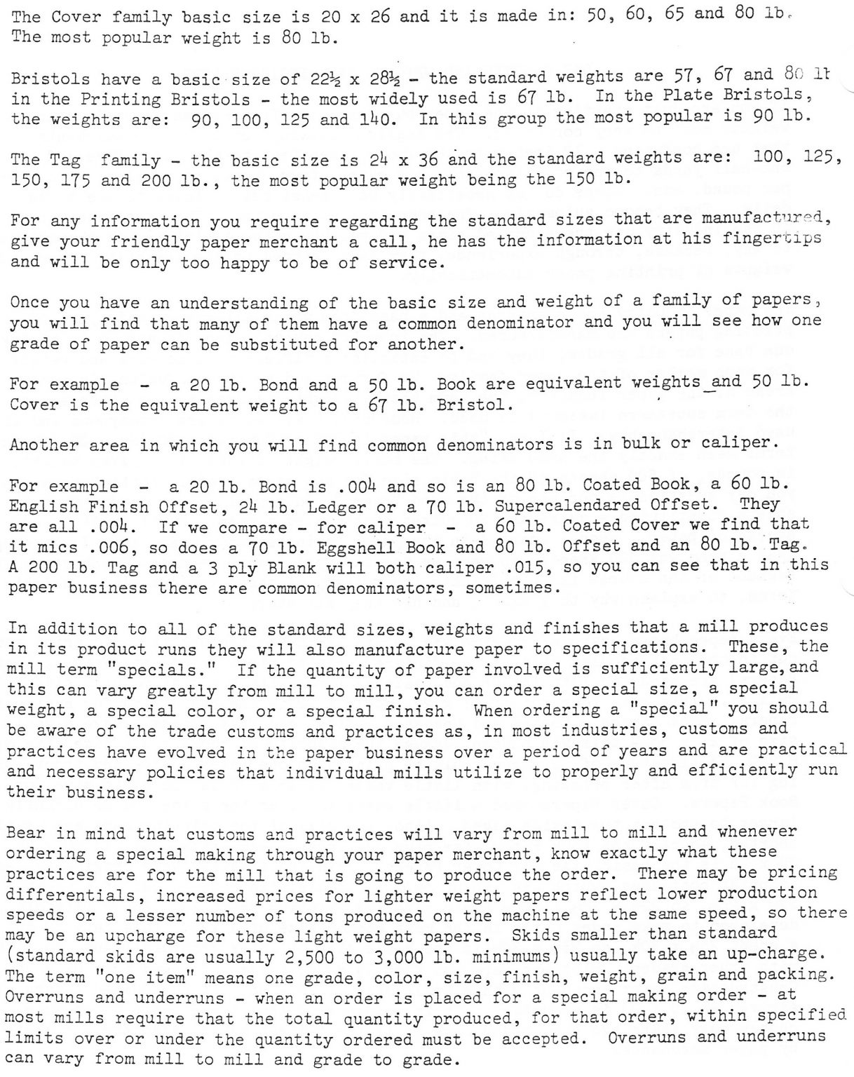 Paper 101 – Part 1: Basic Sizes and Weights of Printing and Writing